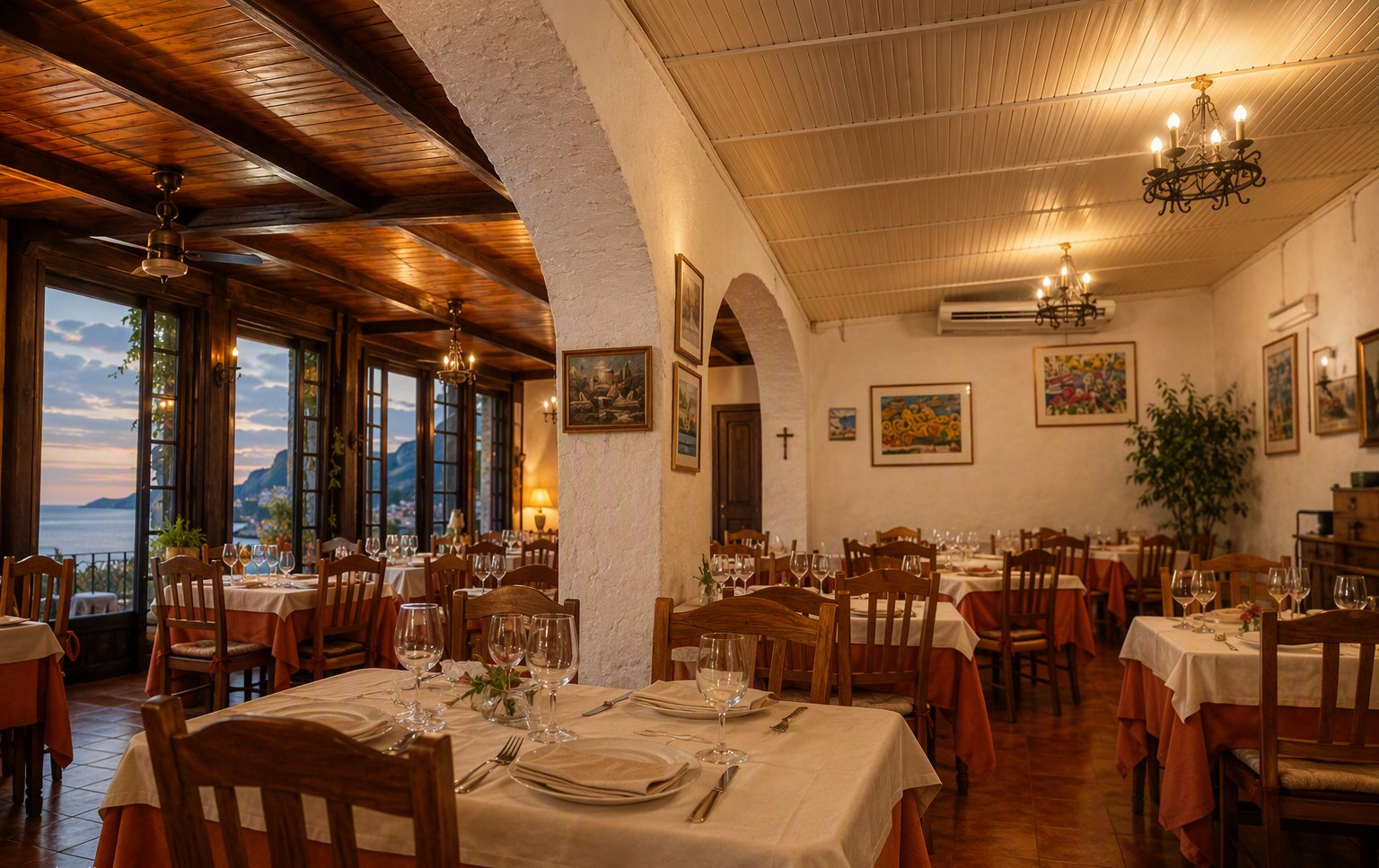 La sala interna dalle volte in pietra del ristorante